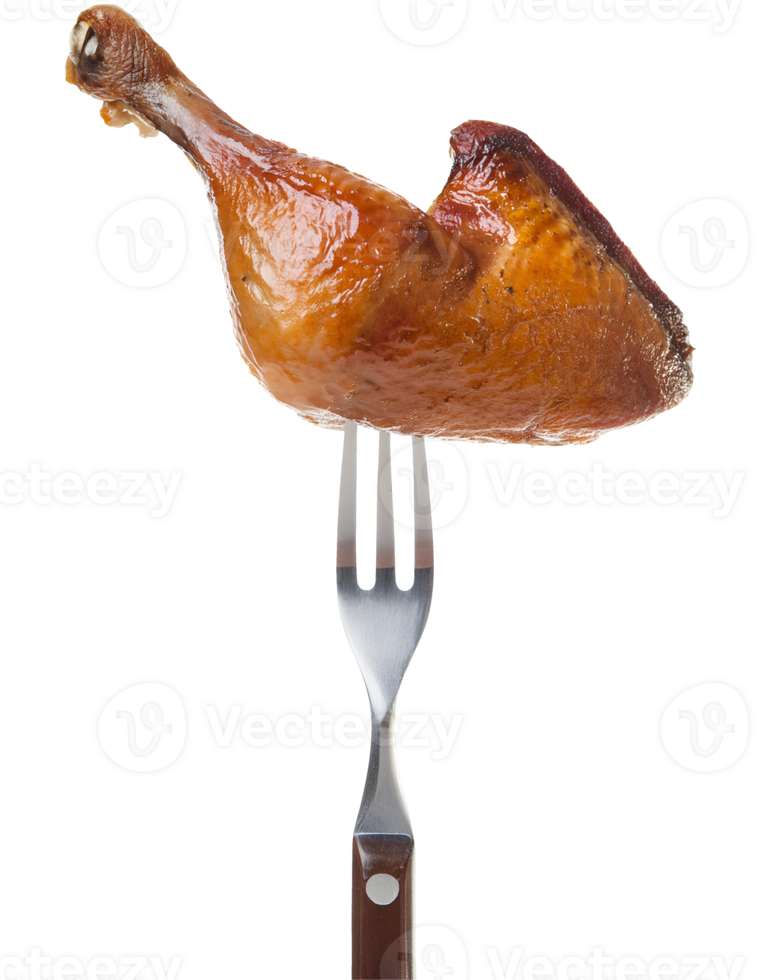 crispy roasted duck leg with golden-brown caramelized skin and tender meat on isolated background, gourmet slow-roasted poultry with rich flavor and juicy texture png