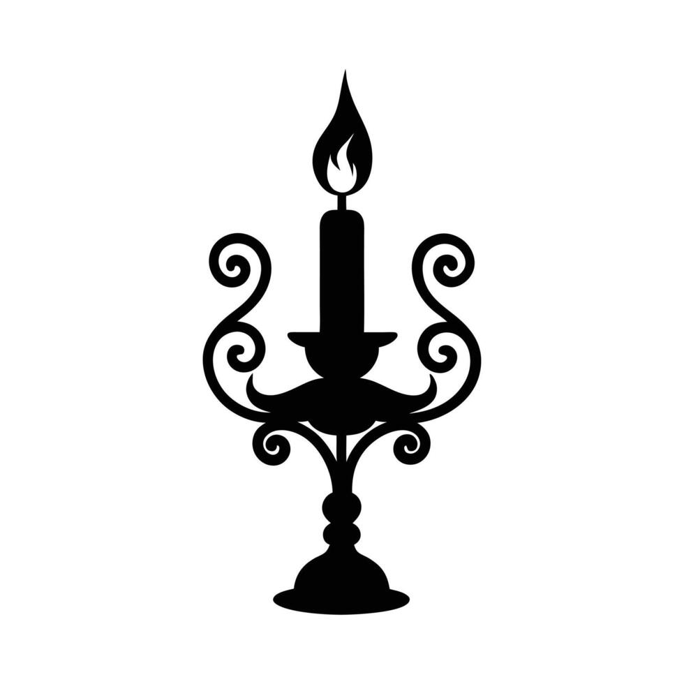 Elegant Candle Silhouette with Flame Perfect for Home Decor, Classic Themes, and Vintage Designs vector