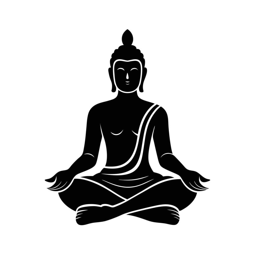 Serene Buddha Silhouette Perfect for Spiritual, Meditation, and Calm Illustrations, Ideal for Peaceful and Mindfulness vector