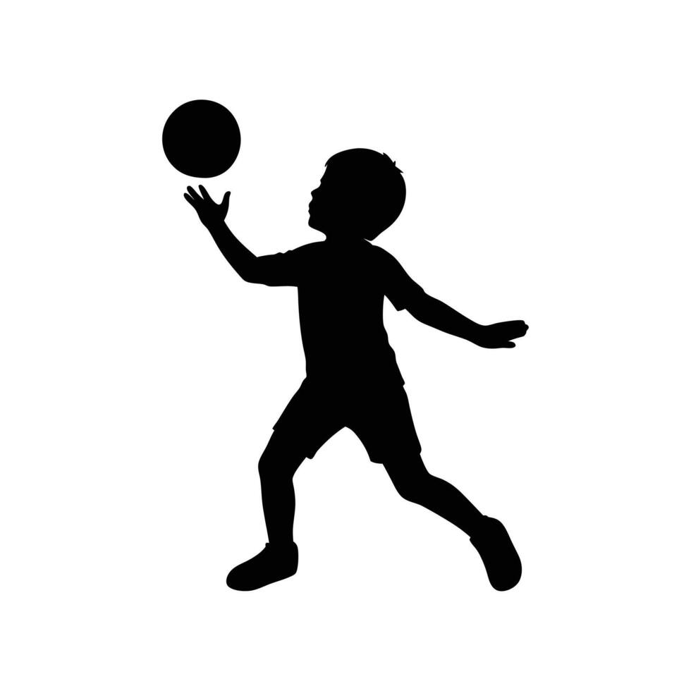 Active Child Silhouette Throwing Ball Perfect for Sports, Youth, and Fitness Illustrations vector