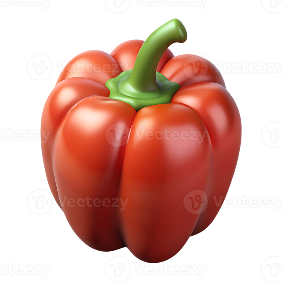 3D Render of a Red Bell Pepper isolated on transparent background png