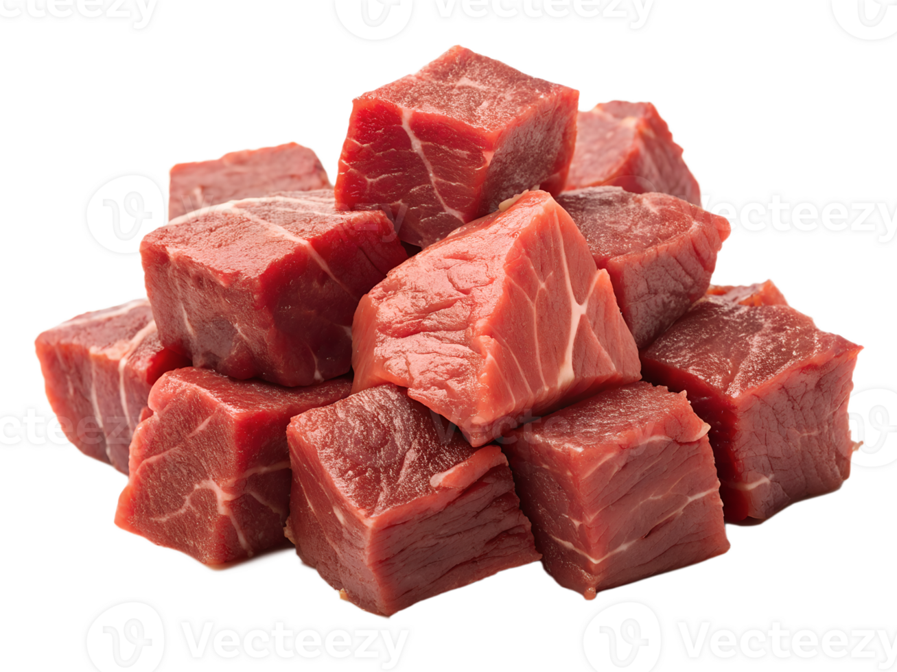 Freshly Cubed Beef Ready for Cooking png