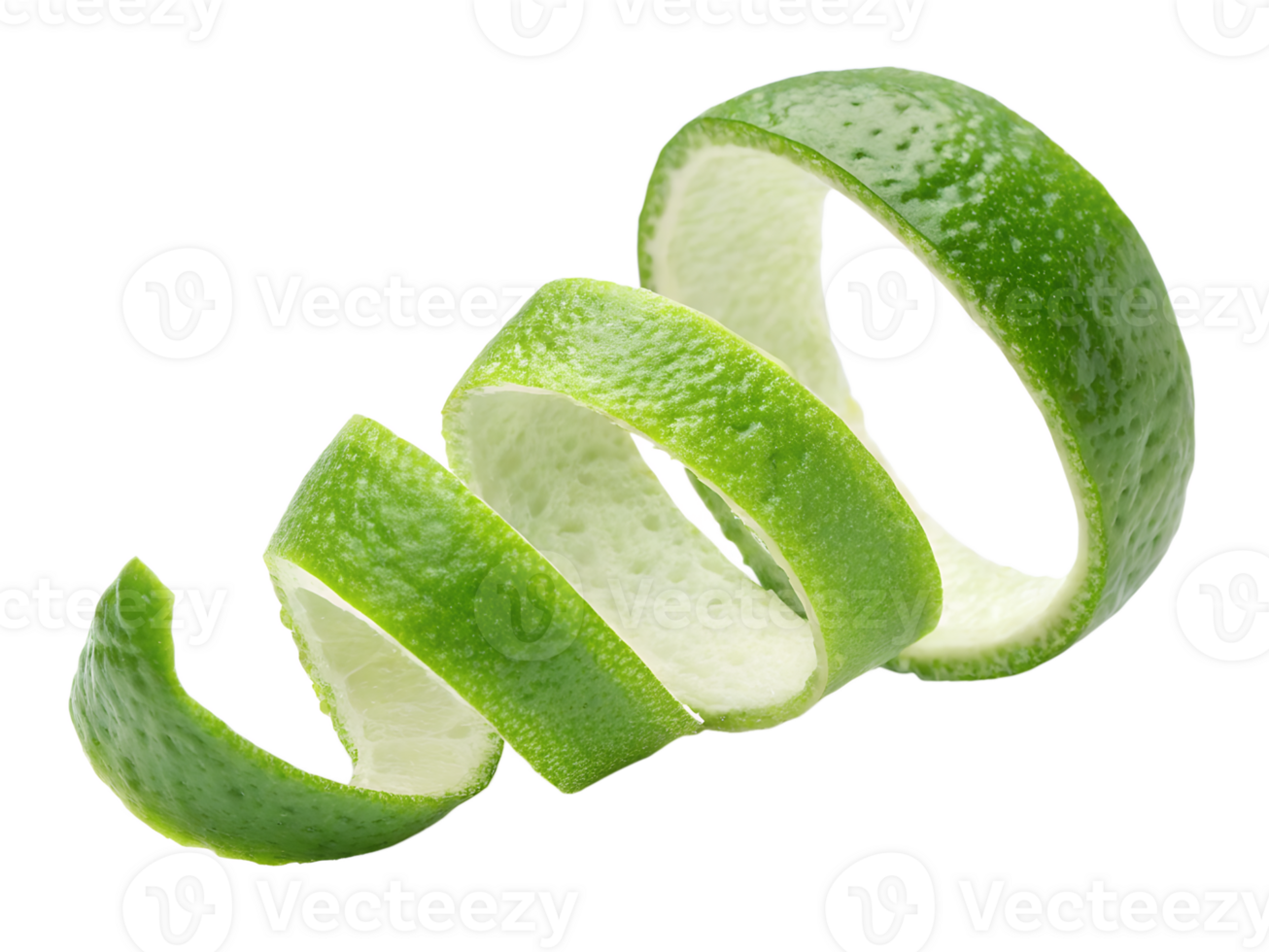 Freshly Zested Lime Rind Spirals Against a Transparent Background png