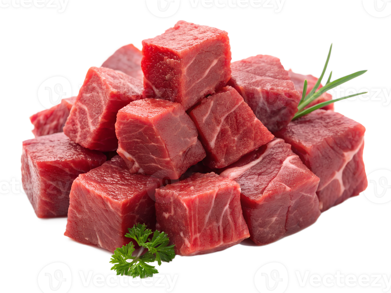 Freshly Cut Cubes of Beef Ready for Cooking png