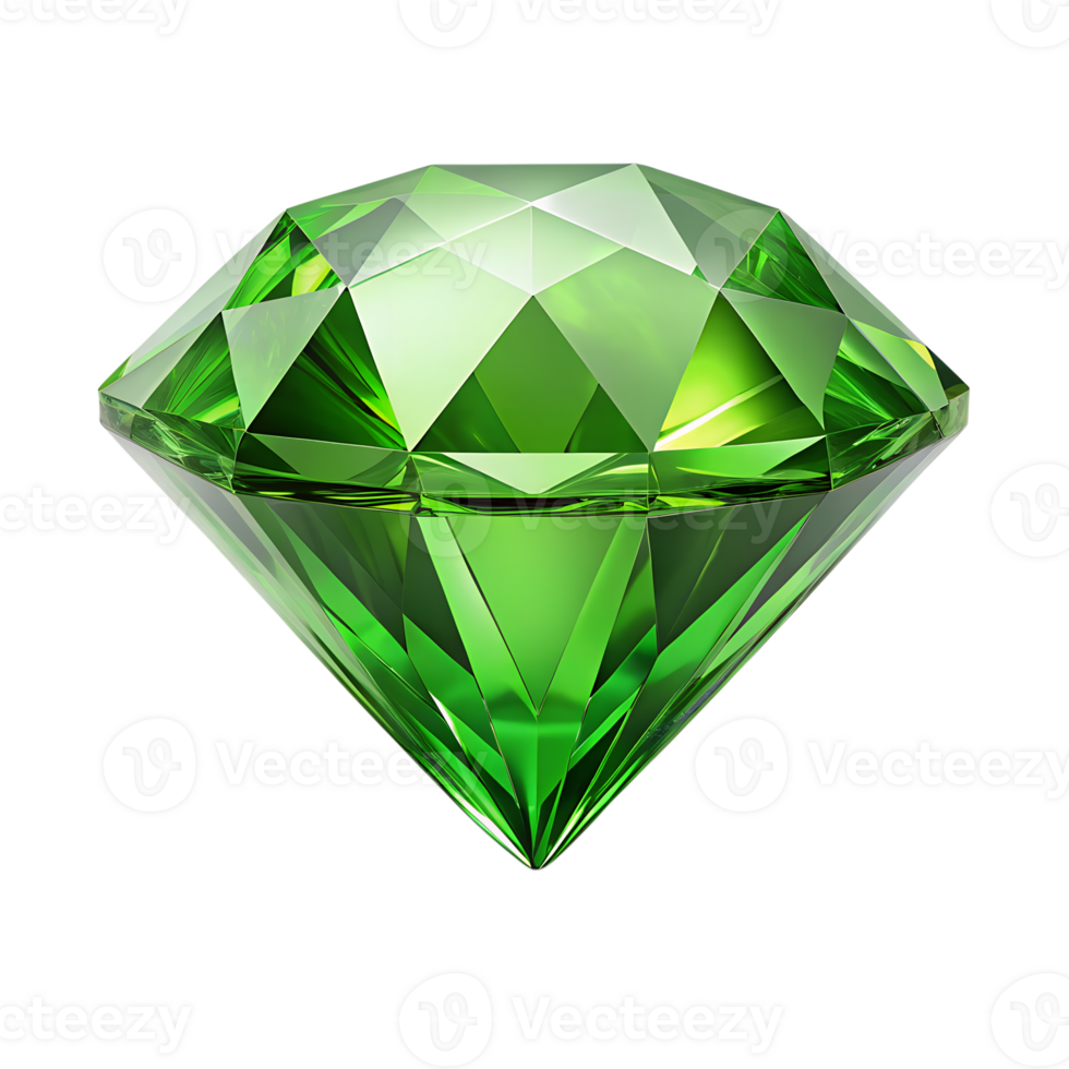 Brilliant Cut Green Emerald Gemstone Precious Jewel Sparkling Diamond Facets Luxury Expensive Beryl Mineral isolated on transparent background png
