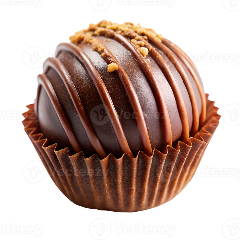 Delicious Chocolate Truffle Candy in Brown Paper Cup Sweet Treat Dessert isolated on transparent background png