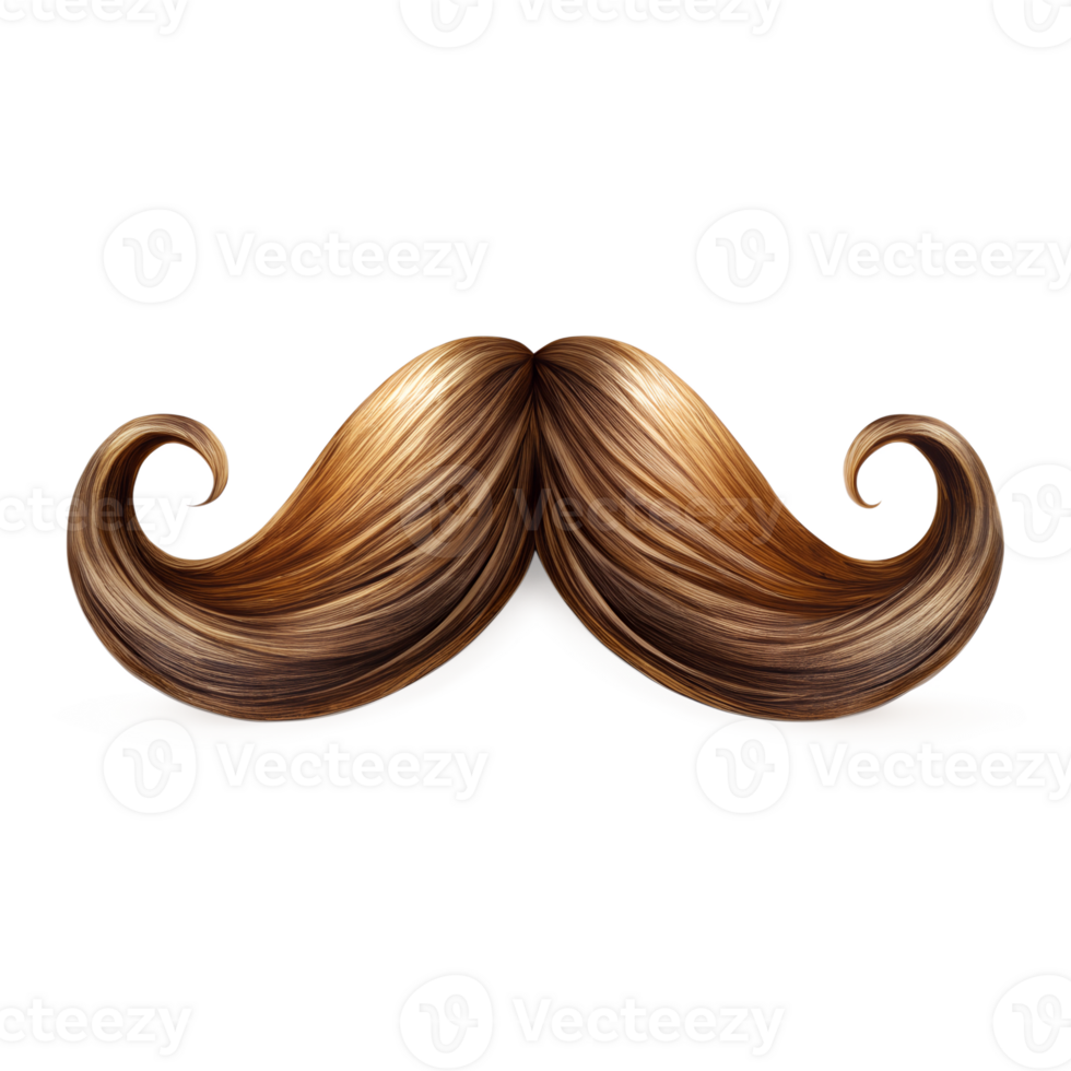 A Stunning Image of a Luxurious Brown and Blonde Swirled Mustache isolated on transparent background png