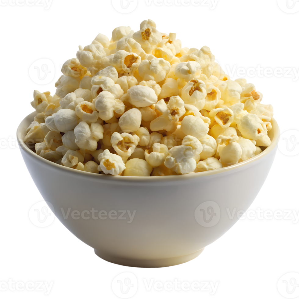 A Bowl of Delicious Buttery Popcorn Ready to Enjoy a Movie Night isolated on transparent background png