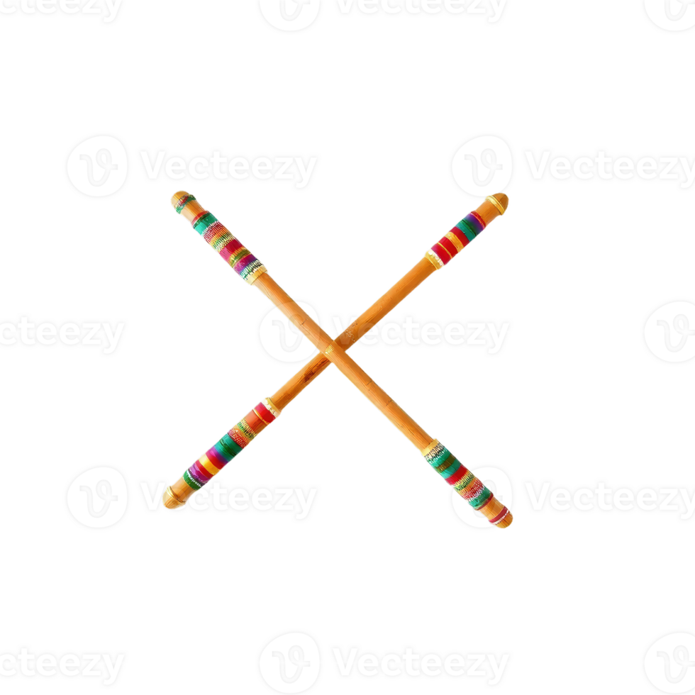 Two wooden sticks with colorful stripes on them png