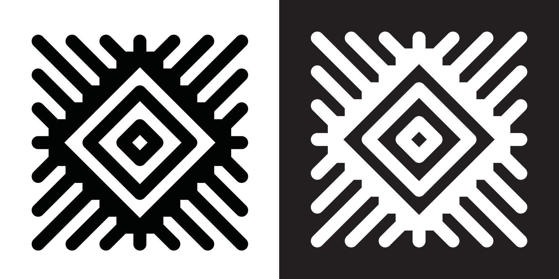 Abstract Black and White Geometric Art Design Pattern with Symmetry vector