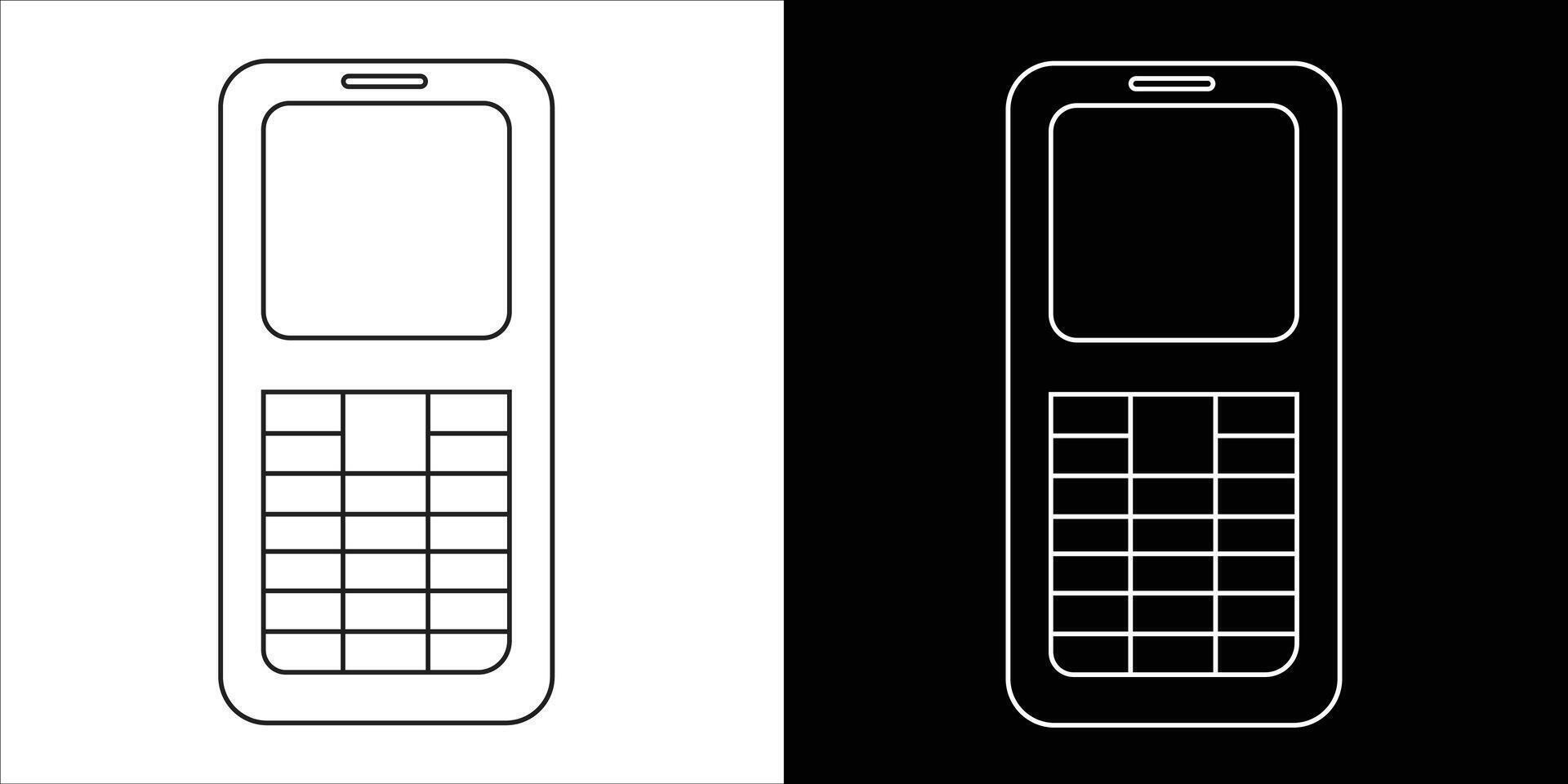 Black and white artistic illustration of a mobile phone icon, showcasing minimalistic design. vector