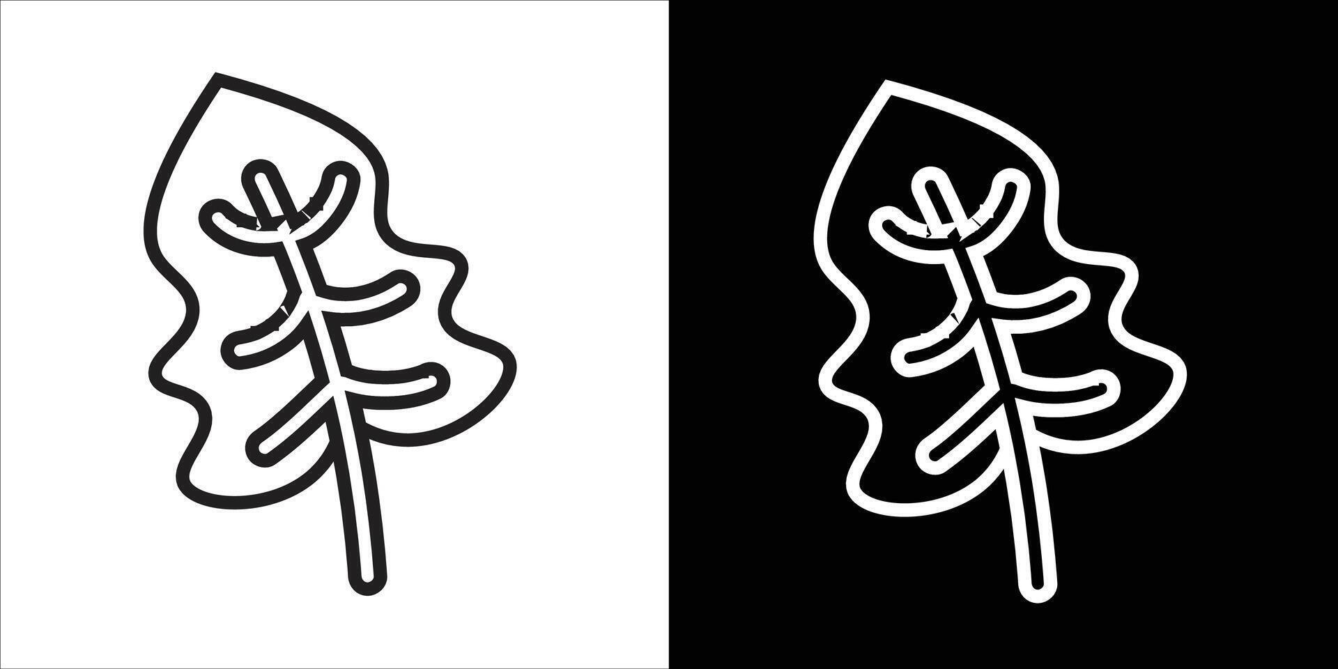 Simplistic Graphic Depiction of a Leaf in Dual Positive and Negative Spaces vector