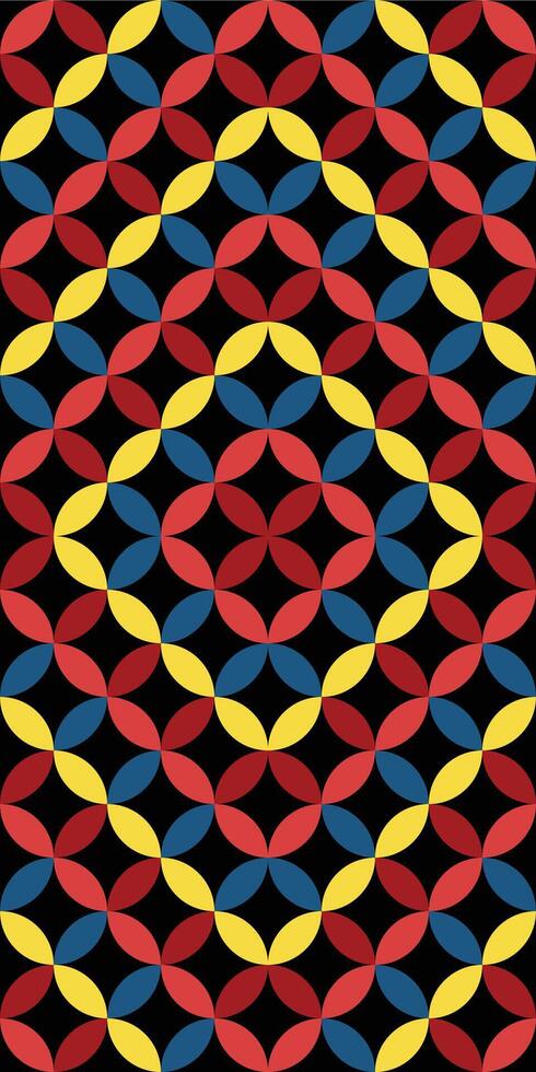 Geometric Colorful Pattern with Overlapping Elements on Black Background vector
