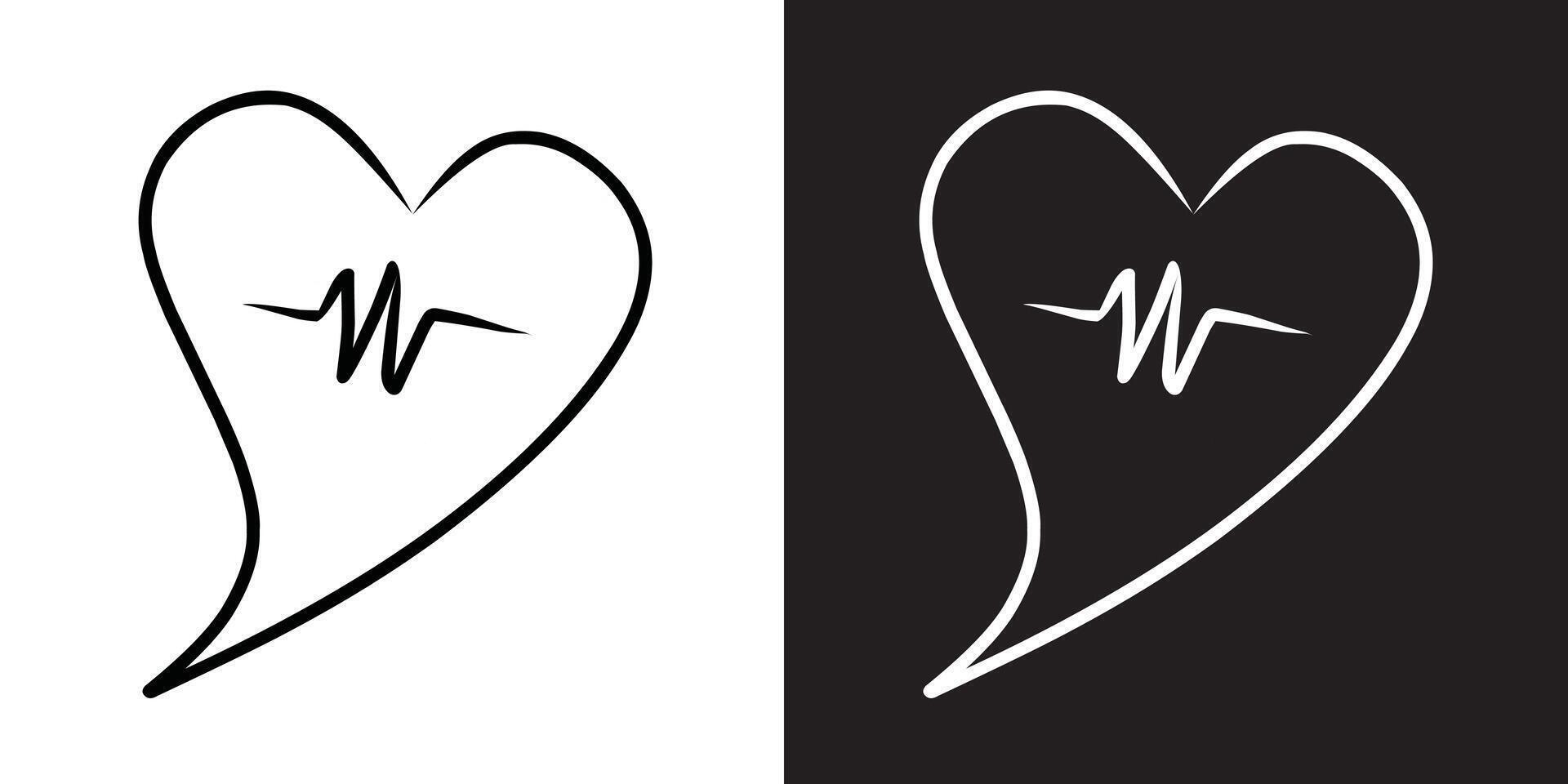 Minimalist Heartbeat Symbol with Light and Dark Background Options vector