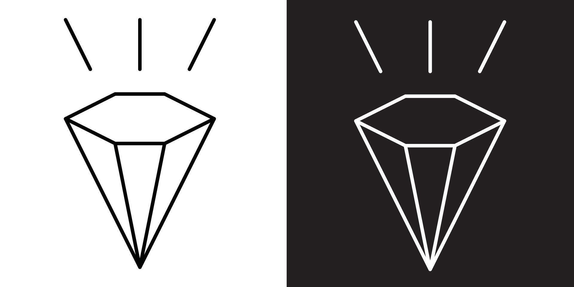 Black and White Minimalist Diamond Icon With Modern Outline Design vector