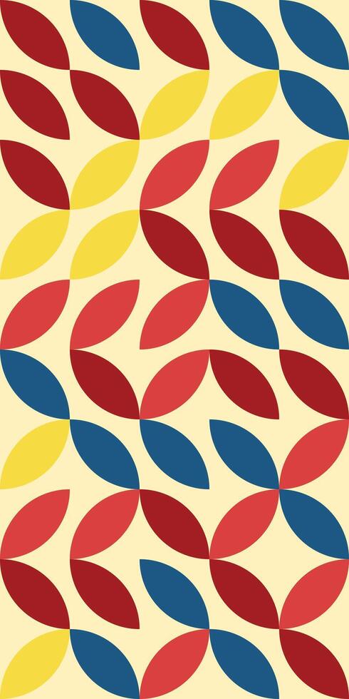 Colorful Pattern of Intertwined Oval Shapes on a Beige Background. Bauhaus vector