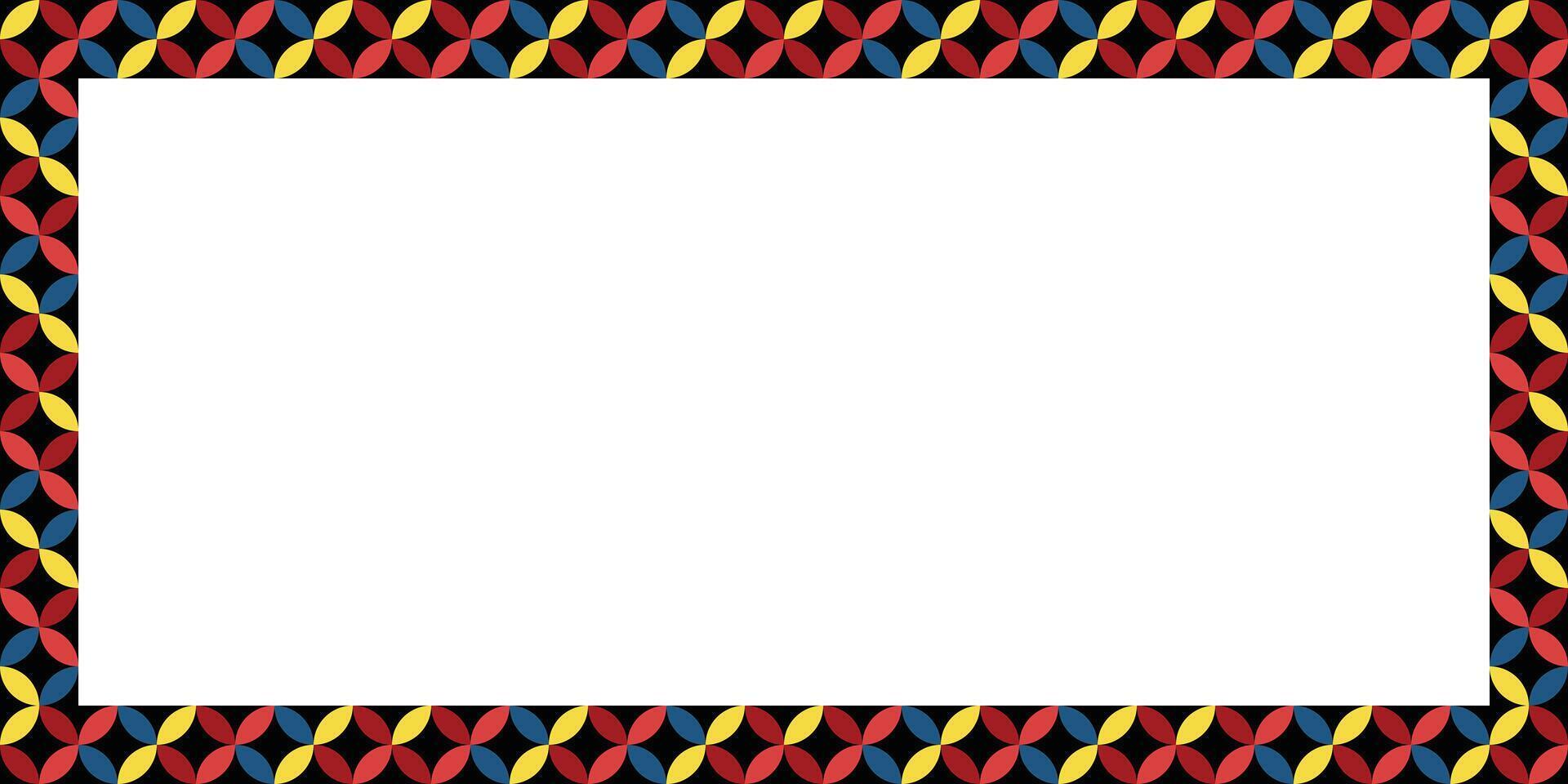 A unique and artistic geometric border featuring colorful circular segments, ideal for creative and modern design elements or as a decorative template background. vector