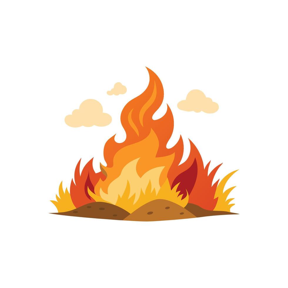 Raging Brushfire Blaze Illustration Design on White Background vector