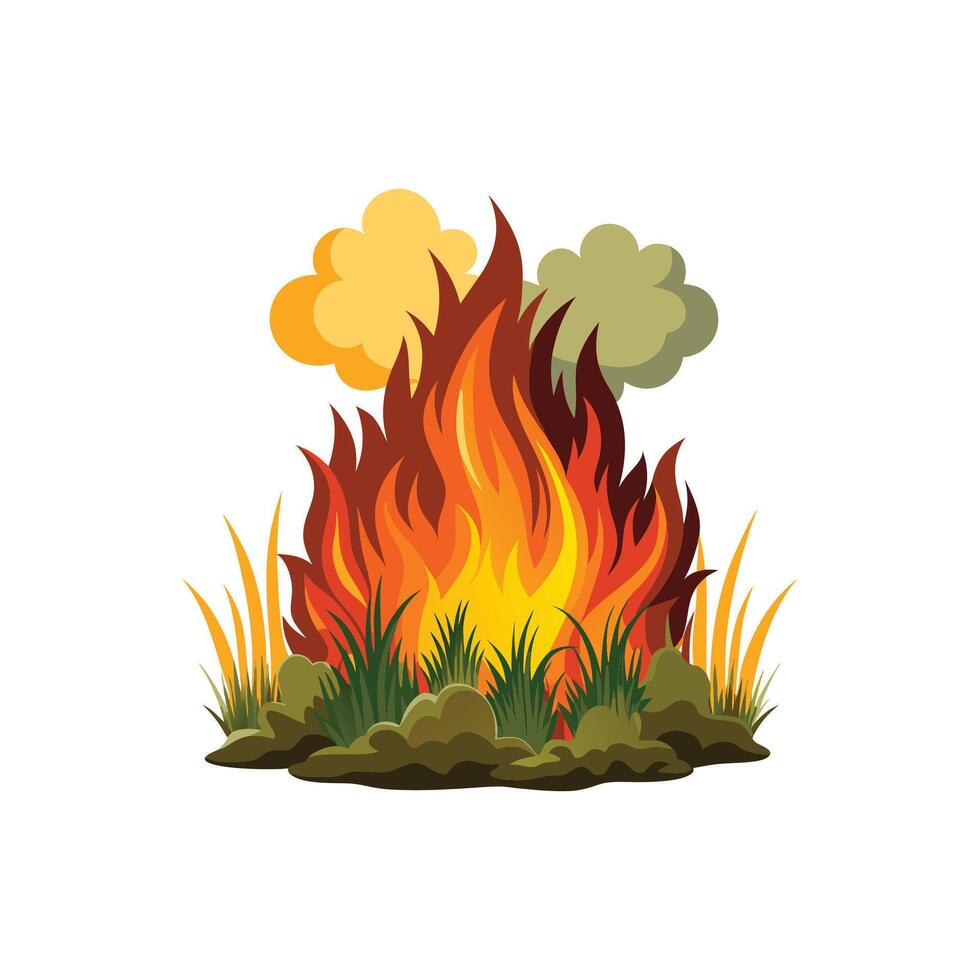 Rapid Grass Fire Spread Illustration Design on White Background vector