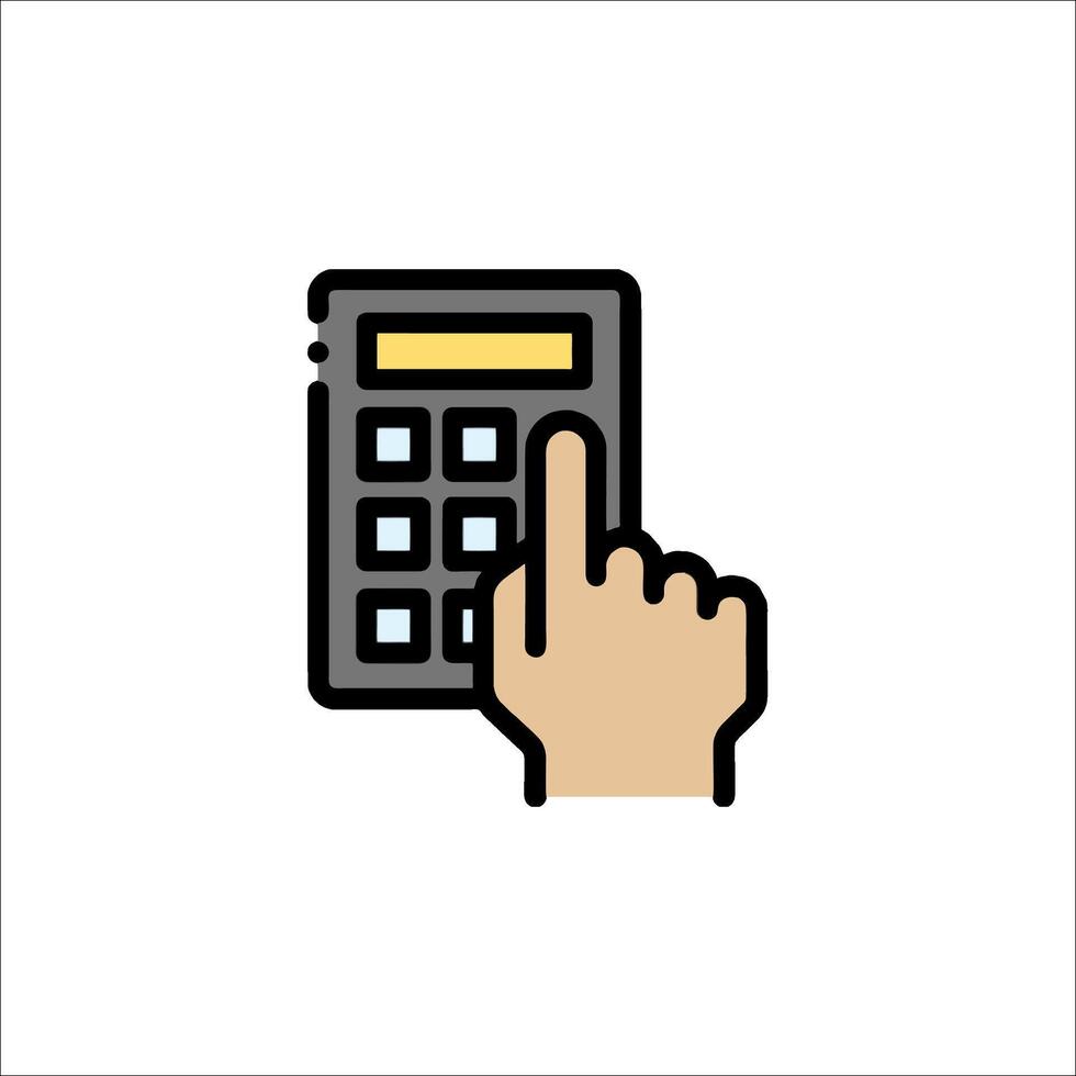 Hand holding a calculator icon illustration vector
