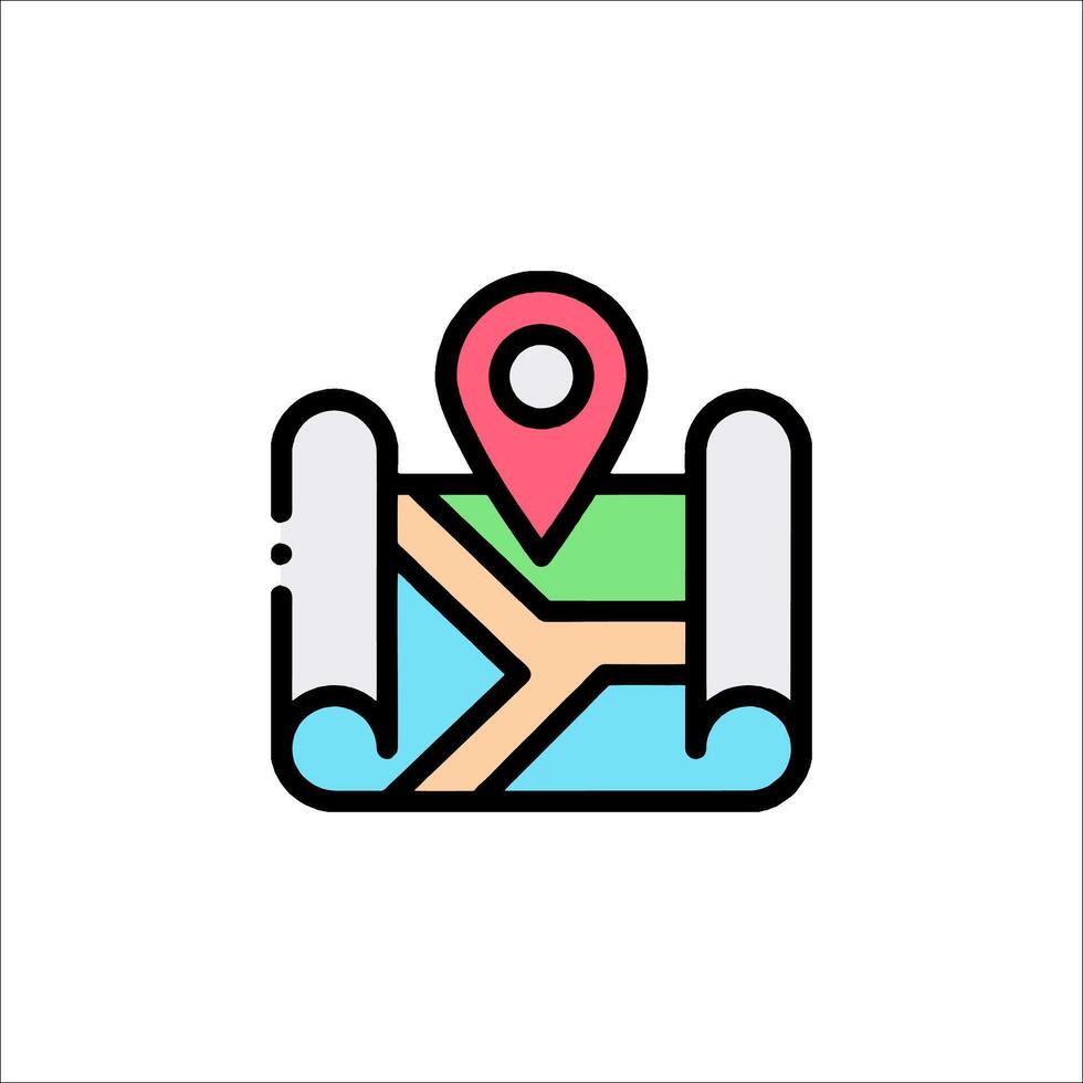 Map icon with a pin pointing to it vector