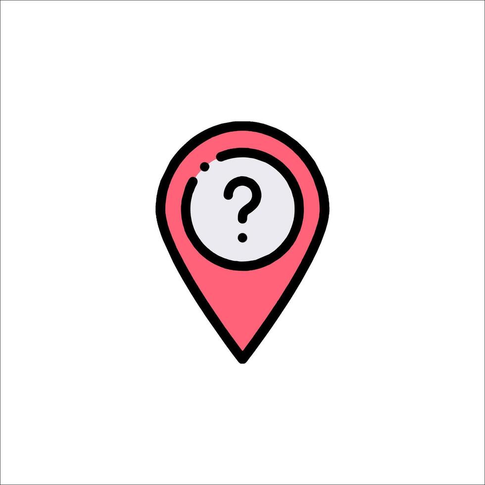 A pink pin with a question mark on it vector