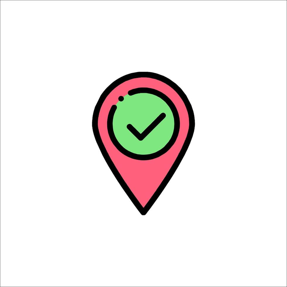 A map pointer with a tick mark on it vector