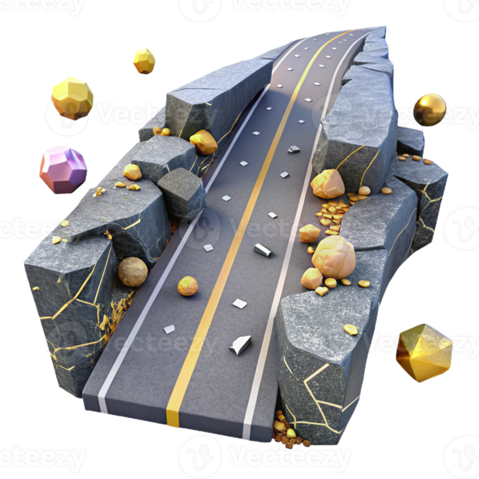 extraordinary classic Cracked Asphalt Road Surface Cutout for Transportation Design authentic png