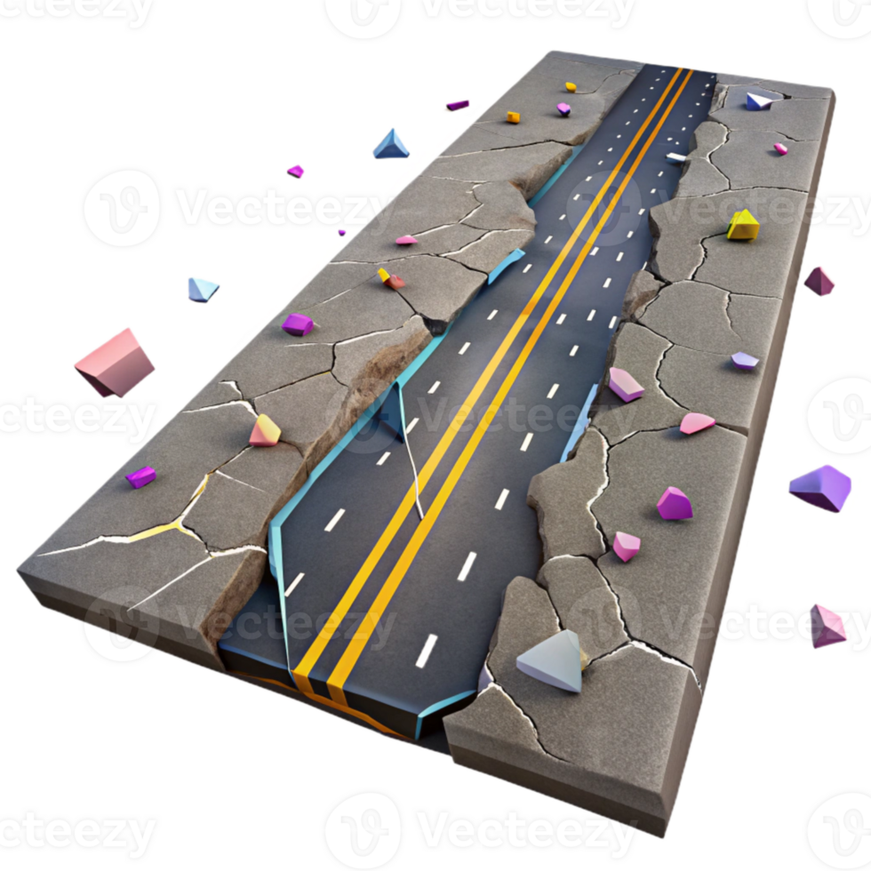 serene rustic Cracked Asphalt Road Texture Cutout for Urban Design genuine png