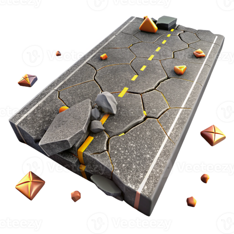 elegant creative Cracked Asphalt Texture Roadway Surface Cutout for Transportation Infrastructure Design exclusive png