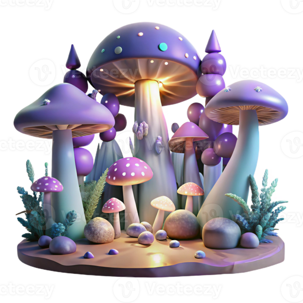 wonderful traditional Dreamlike Forest with Glowing Mushrooms Cutout high resolution png
