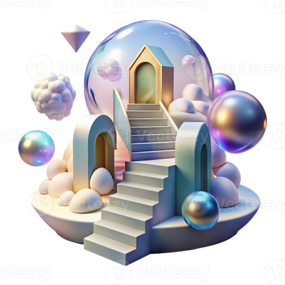 dramatic rustic Dreamlike Staircase Sky Transparent Surreal Dreamscape high resolution png
