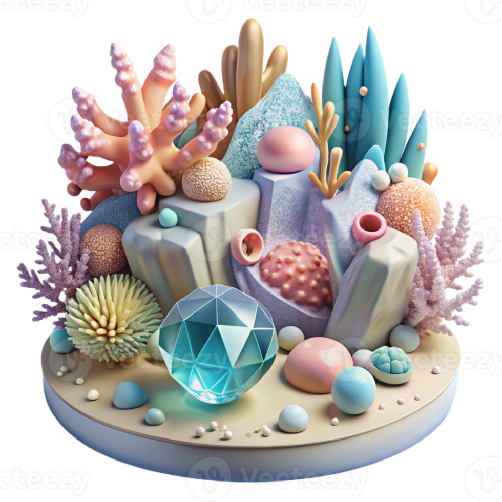 vibrant creative Dreamlike Underwater Scene Cutout with Coral high quality png
