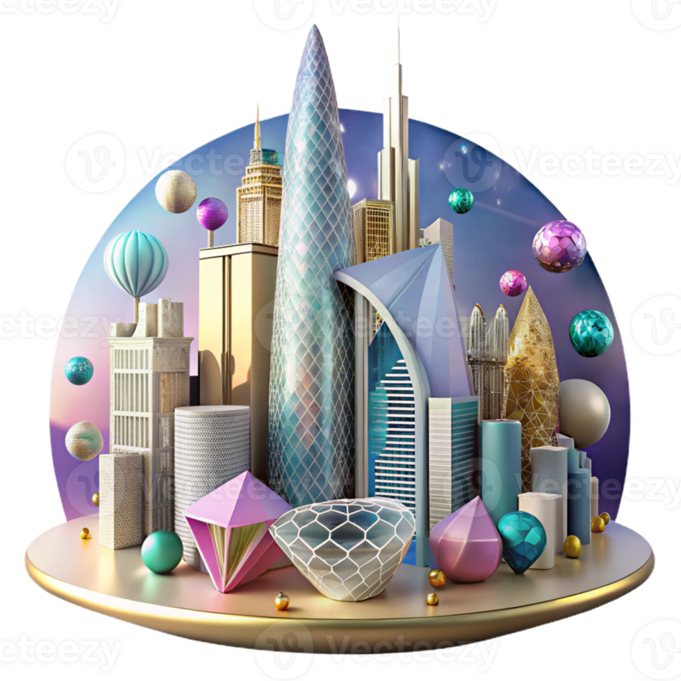 beautiful classic Dubai Skyline Luxury Architecture Cutout for Modern Design high quality png