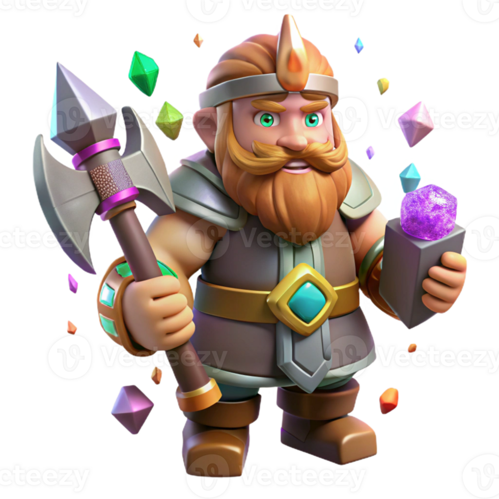 extraordinary minimalist Dwarf Warrior with Axe Transparent for Rpg Game Assets high resolution png