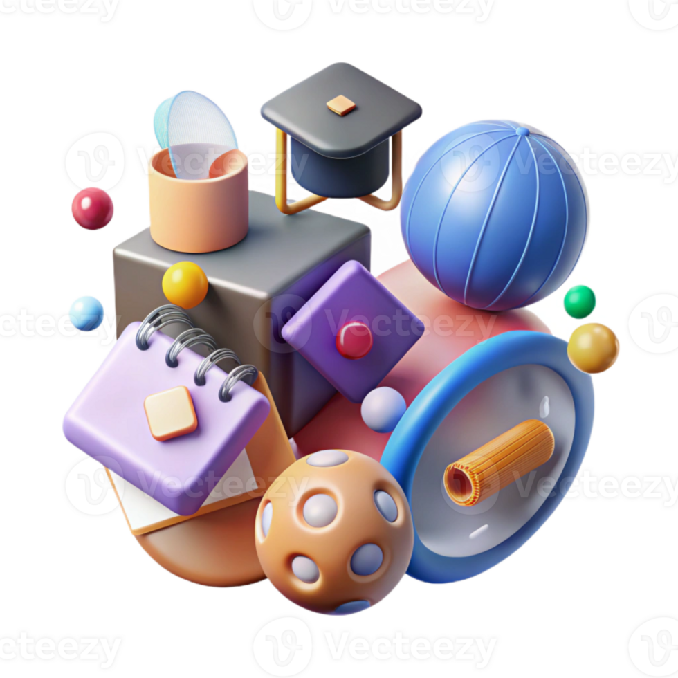 vibrant rustic Educational Icons Collection Cutout for Learning Resources original png