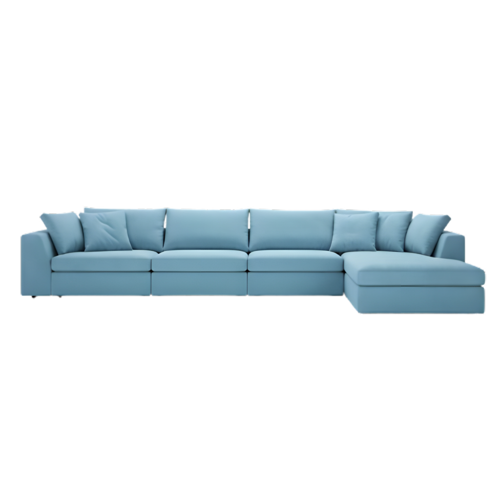 Modern blue sofa isolated on transparent background png