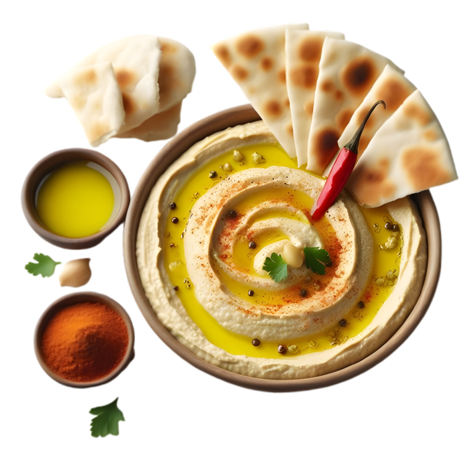 Baba Ghanoush with Pita and oliv oile png