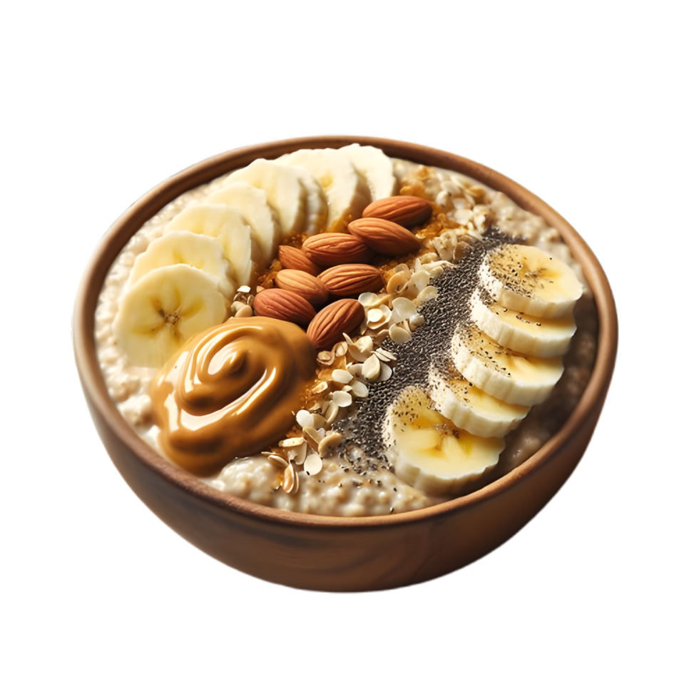 Bowl of healthy oatmeal Isolated on white background png