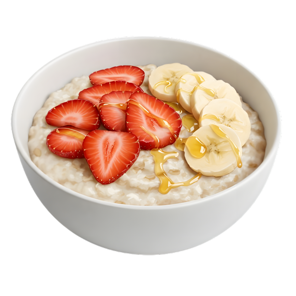 Delicious Oatmeal with Strawberries and Bananas png