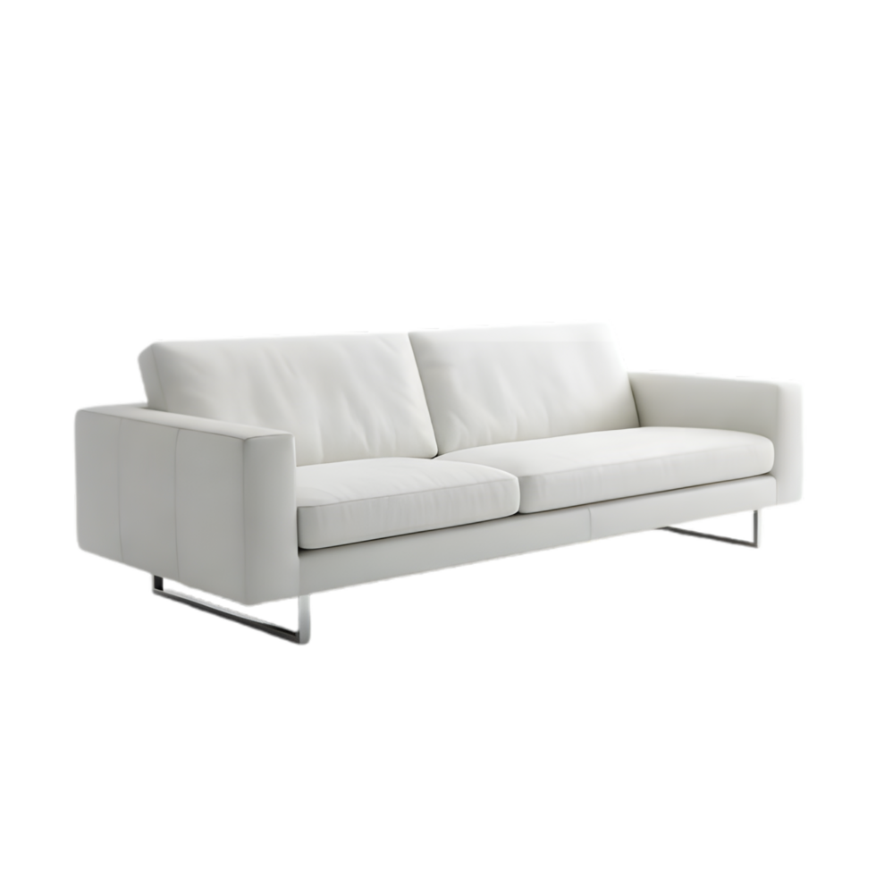white sofa with neutral cushions for modern living spaces on a transparent background png