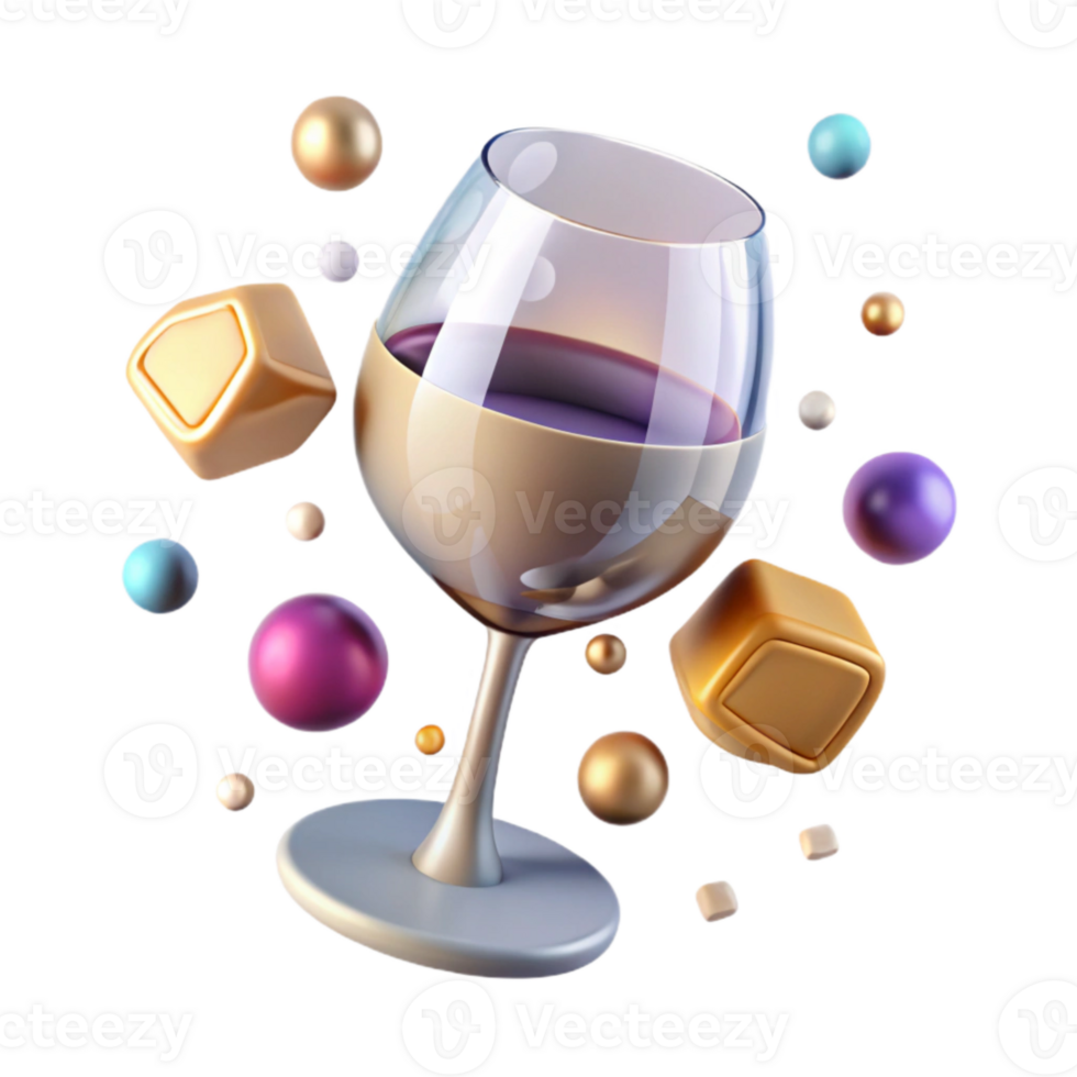 vibrant abstract Elegant Wine Glass Icon Isolated for Restaurant Menu authentic png