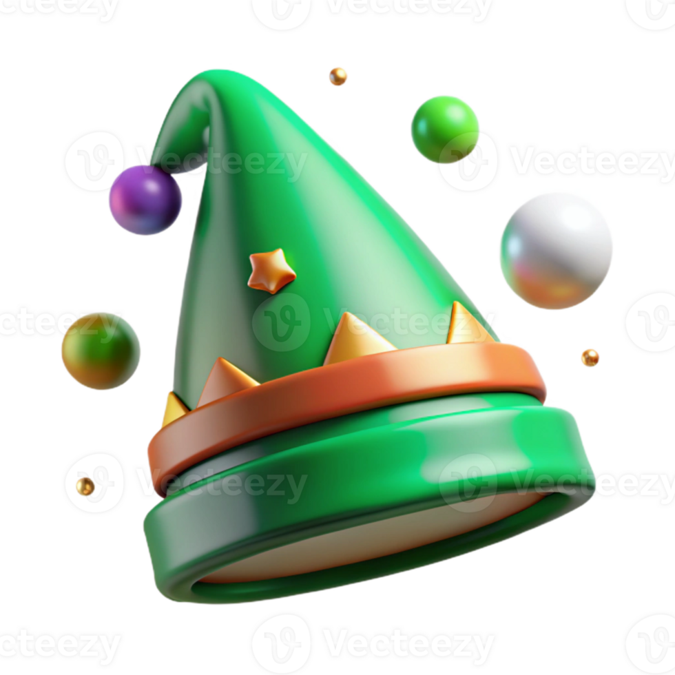 beautiful traditional Elf Hat Green Pointed Christmas Costume Transparent Background authentic png