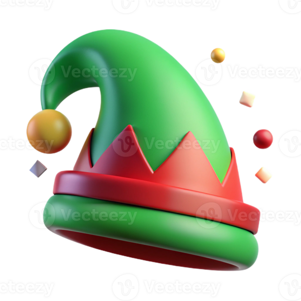 impressive creative Elf Hat Green Red Pointy Tip Cutout for Holiday Costumes original png