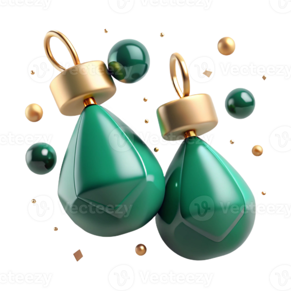 beautiful artistic Emerald Earrings Stud Design Transparent for Minimalist Style detailed png