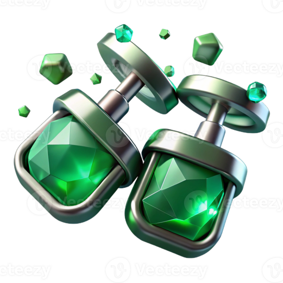 extraordinary abstract Emerald Cufflinks Green Gemstone Isolated on Transparent Background genuine png