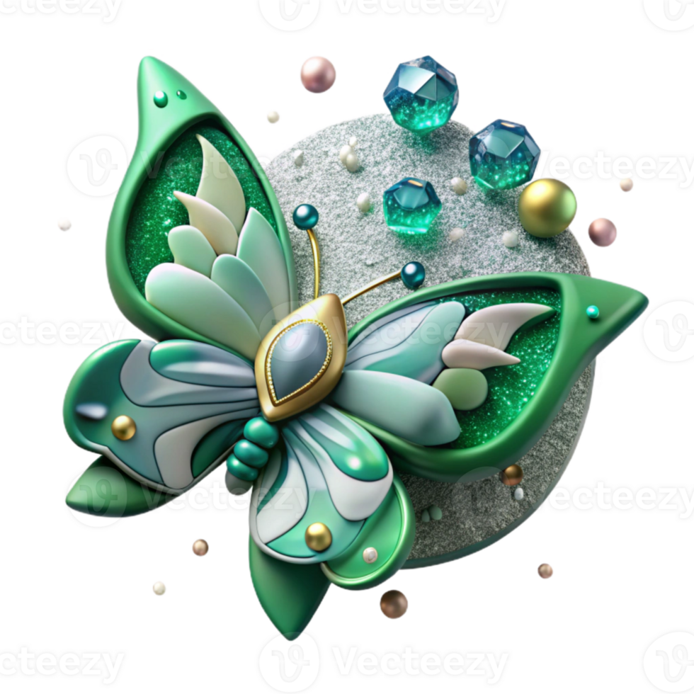 beautiful minimalist Emerald Brooch Butterfly Design Cutout for Nature Inspired Jewelry png