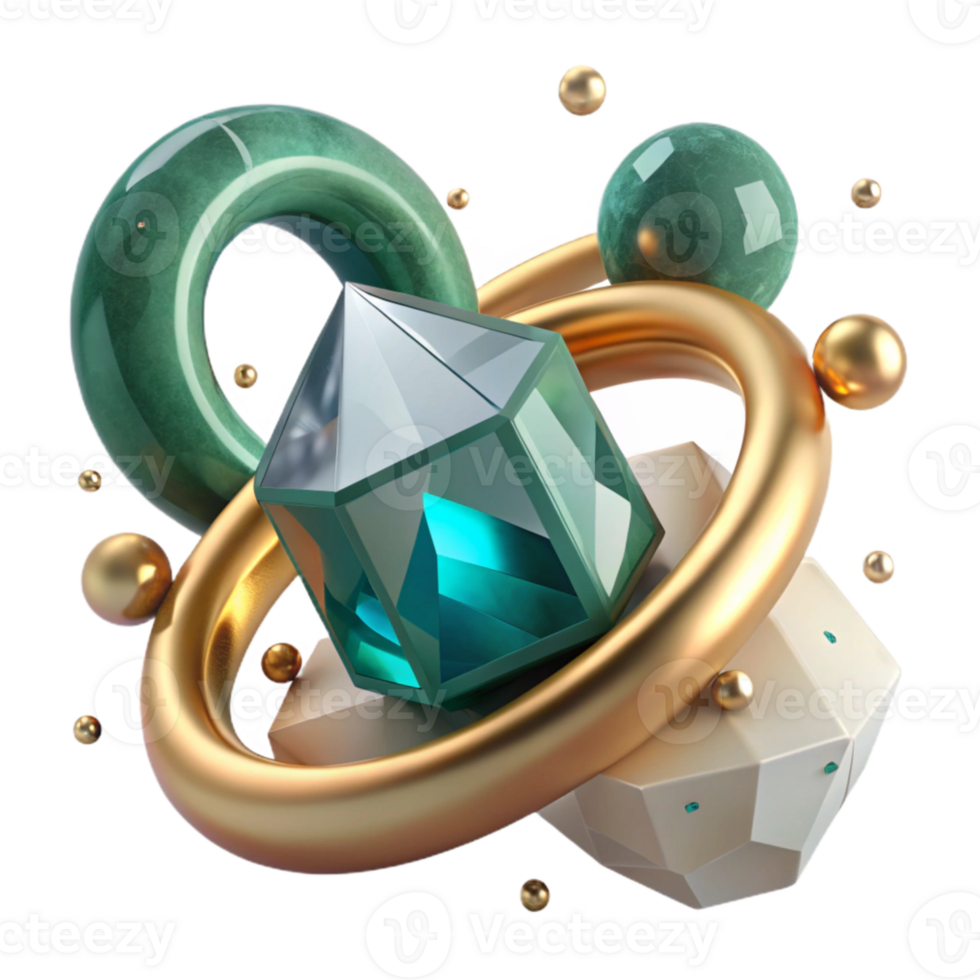 extraordinary artistic Emerald Ring Halo Setting Isolated on Transparent Background exclusive png