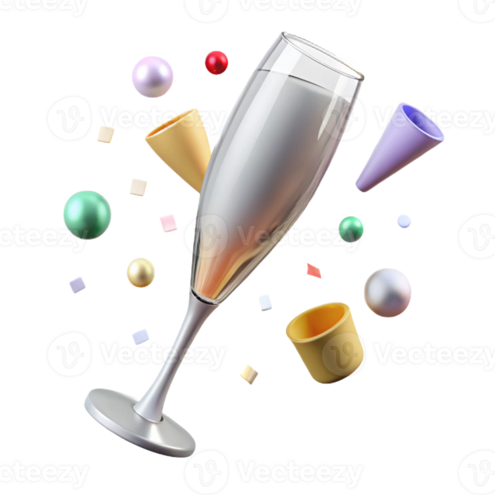 serene modern Empty Champagne Flute Isolated for Celebration Graphics png