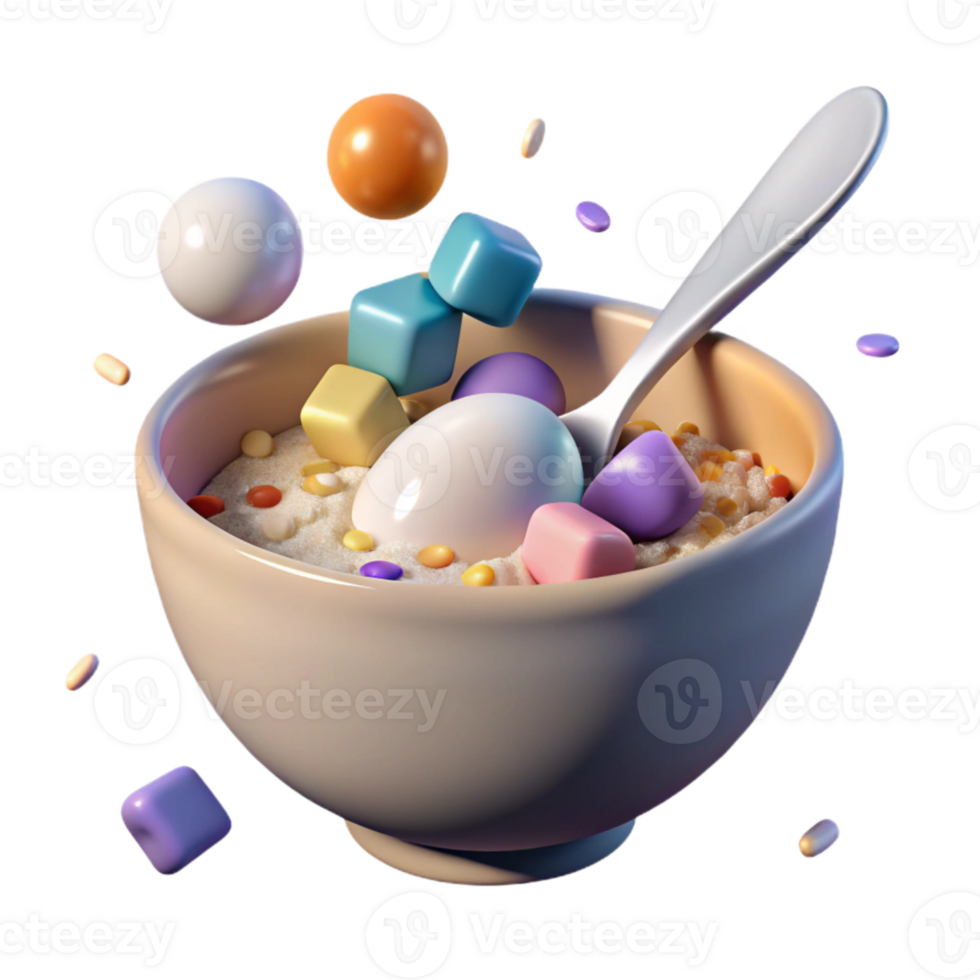 serene creative Empty Cereal Bowl Spoon Transparent for Breakfast Menu premium png